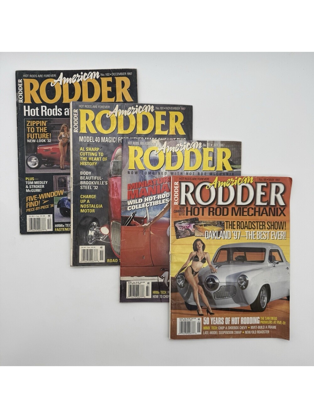 Vintage Set of 4 American Rodder Car Magazines 1997 May Jul Nov Dec